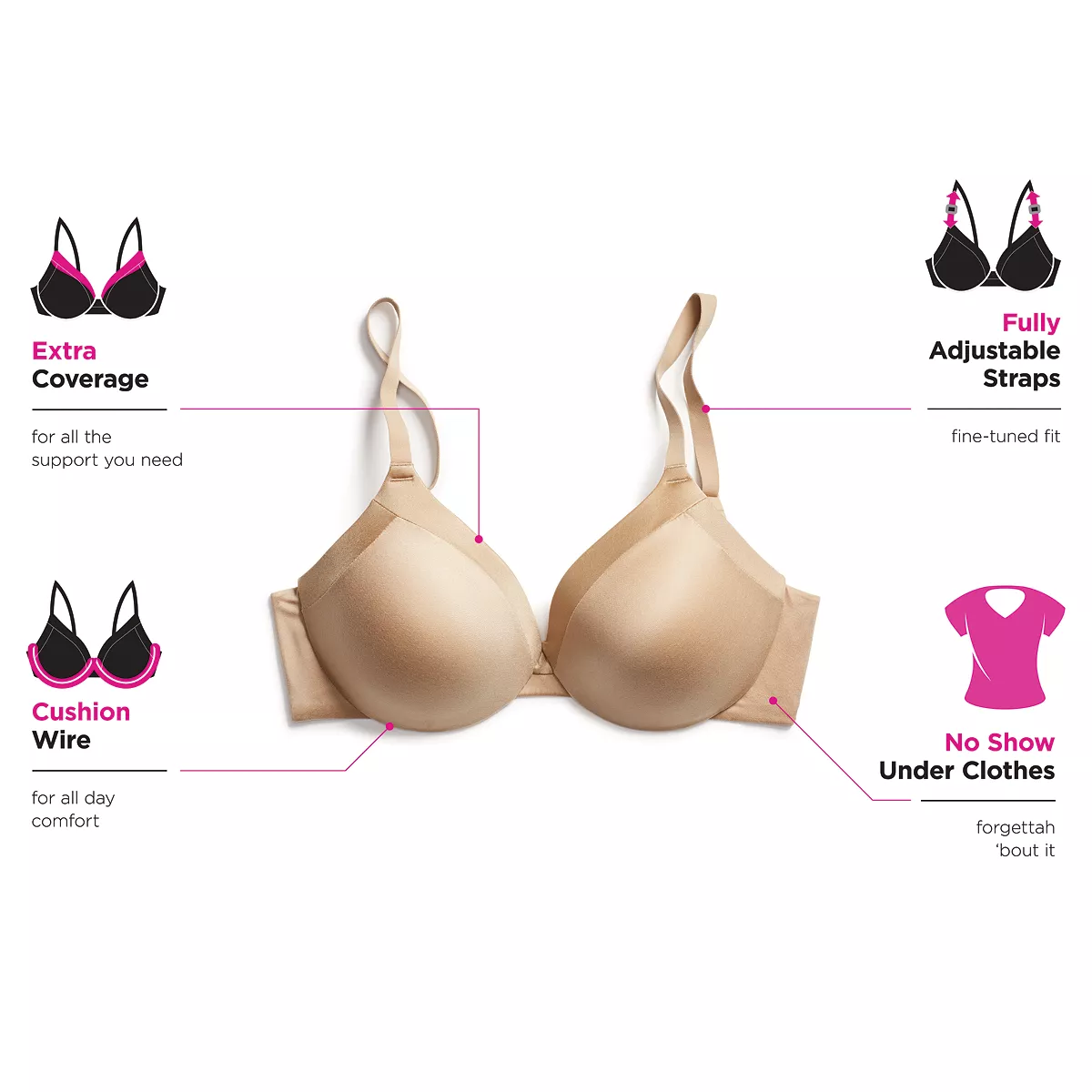Maidenform Comfort Devotion Extra Coverage Shaping Underwire Bra 9436 - Image 3