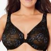 Glamorise Women's Full Figure Wonderwire Front Close Stretch Lace Bra With Narrow Set Straps
