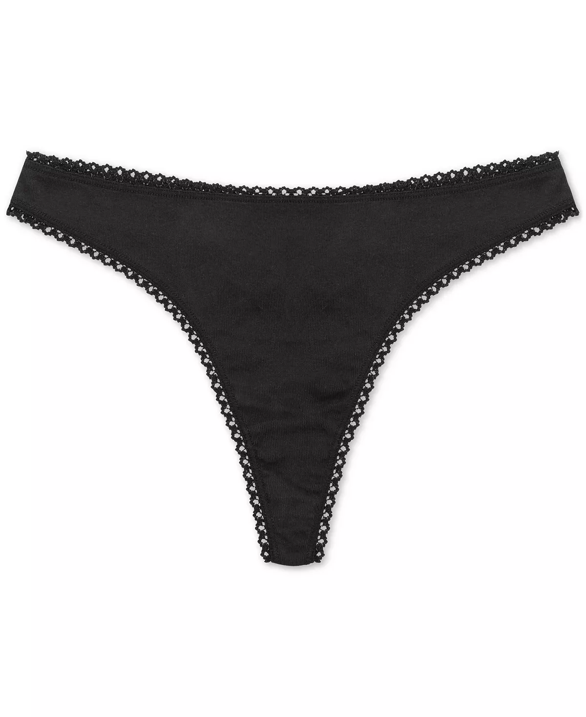 Charter Club Everyday Cotton Women's Lace-Trim Thong, Created For Macy's - Image 2