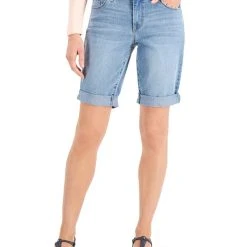 Style & Co Uffed Denim Bermuda Shorts, Created For Macy's