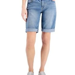 Style & Co Uffed Denim Bermuda Shorts, Created For Macy's