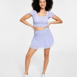 Bar III Women's Ruffled Smocked Mini Skirt, Created For Macy's