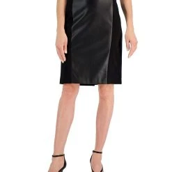 Kasper Women's Faux-Leather-Front Pull-On Skirt