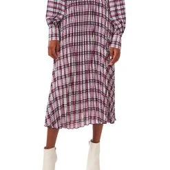 CeCe Women's Plaid Pleated Skirt