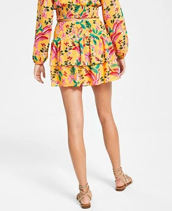 Bar III Women's Floral-Print Ruffled Pull-On Mini Skirt, Created For Macy's - Image 2