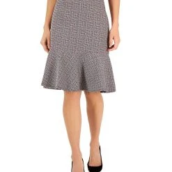 Kasper Women's Metallic-Flecked Tweed A-Line Flounce-Hem Skirt