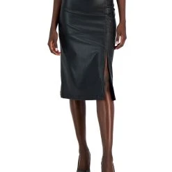 Anne Klein Women's Hollywood Faux-Leather Slit-Front Skirt