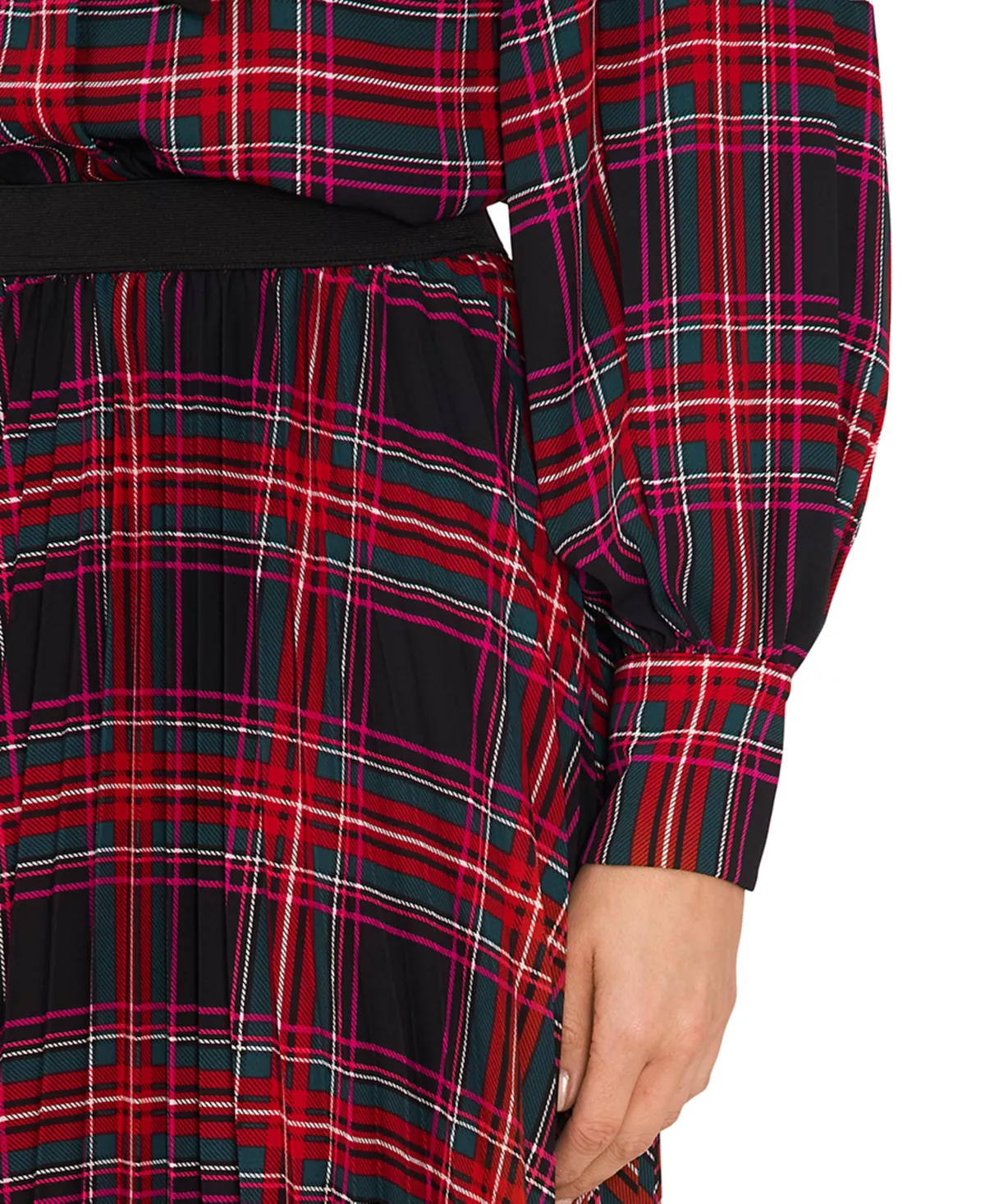 CeCe Women's Plaid Elastic-Waist Pleated Midi Skirt - Image 3