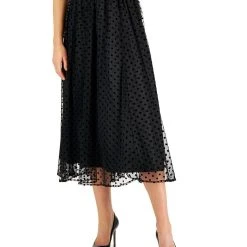 Anne Klein Women's Flocked-Dot Midi Skirt