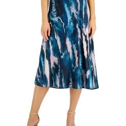 Anne Klein Women's Satin Printed Fit & Flare Skirt