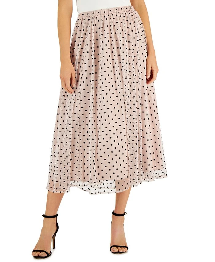 Anne Klein Women's Polka Dot-Mesh Pull-On A-Line Skirt