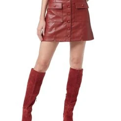 Sam Edelman Cara Faux Leather Button Down Mini Skirt