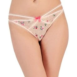 INC International Concepts Women's Embroidered Floral Thong Underwear, Created For Macy's