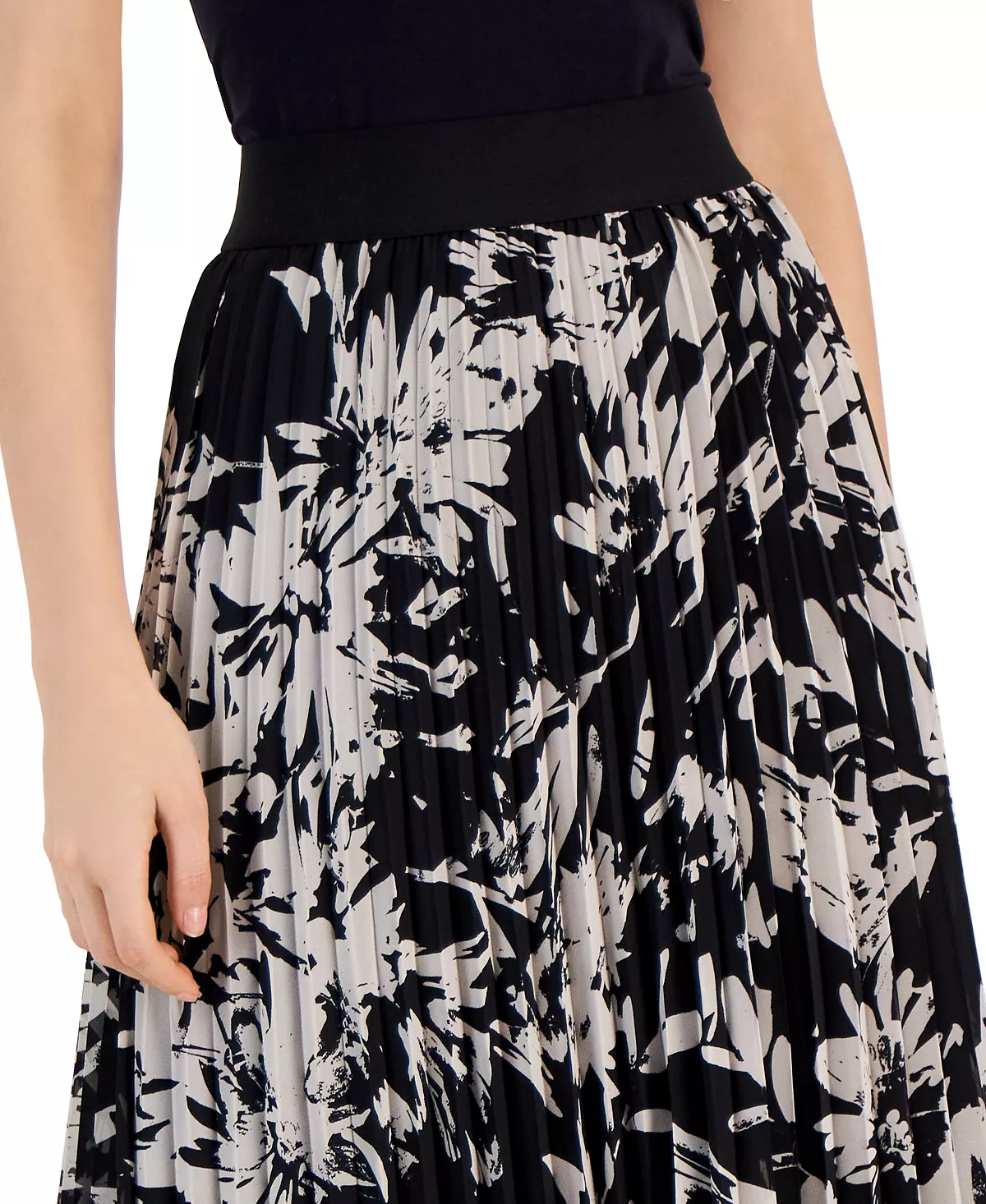 Alfani Women's Floral-Print Pleated Pull-On Midi Skirt, Created For Macy's - Image 3