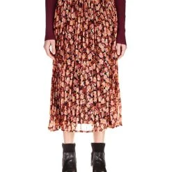 Sanctuary Pleated Floral Midi Skirt