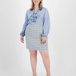 Bar III Plus Size Tweed Pencil Skirt, Created For Macy's