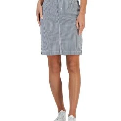 Charter Club Women's Striped Tummy-Control Denim Skirt, Created For Macy's
