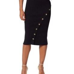 Sam Edelman Women's Ribbed Rosalie Button-Front Skirt
