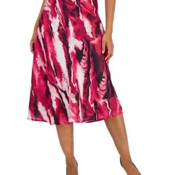 Anne Klein Women's Satin Printed Fit & Flare Skirt