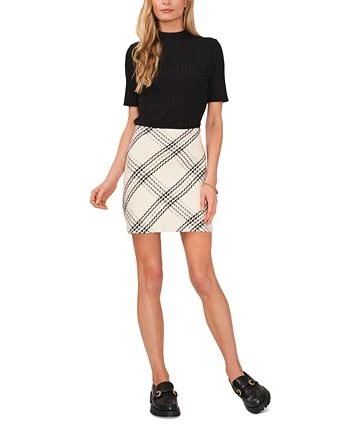 Vince Camuto Women's Textured Plaid Side-Zip Mini Skirt - Image 3
