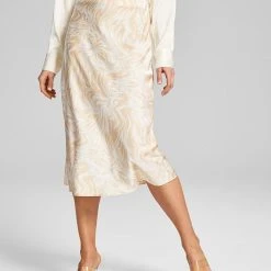 And Now This Women's Midi Satin Slip Skirt