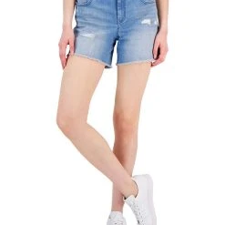Style & Co Women's Mid Rise Raw-Hem Denim Cut-Off Shorts, Created For Macy's