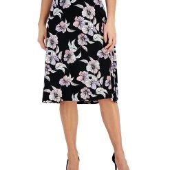 Kasper Women's Floral-Print Pull-On Midi Flare Skirt