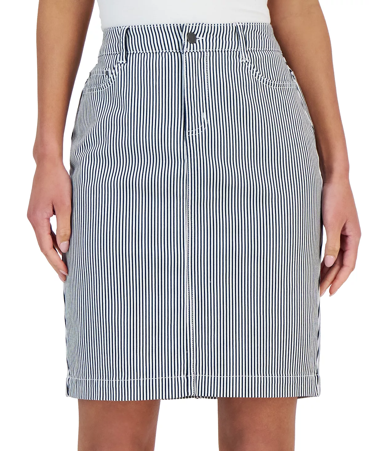 Charter Club Women's Striped Tummy-Control Denim Skirt, Created For Macy's - Image 3
