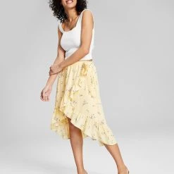 And Now This Women's Ruffled High-Low Midi Skirt