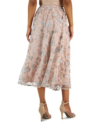 Anne Klein Women's Floral Lace Mesh Pull-On Midi Skirt - Image 2