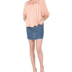 Black Tape Women's Button-Front Denim Miniskirt